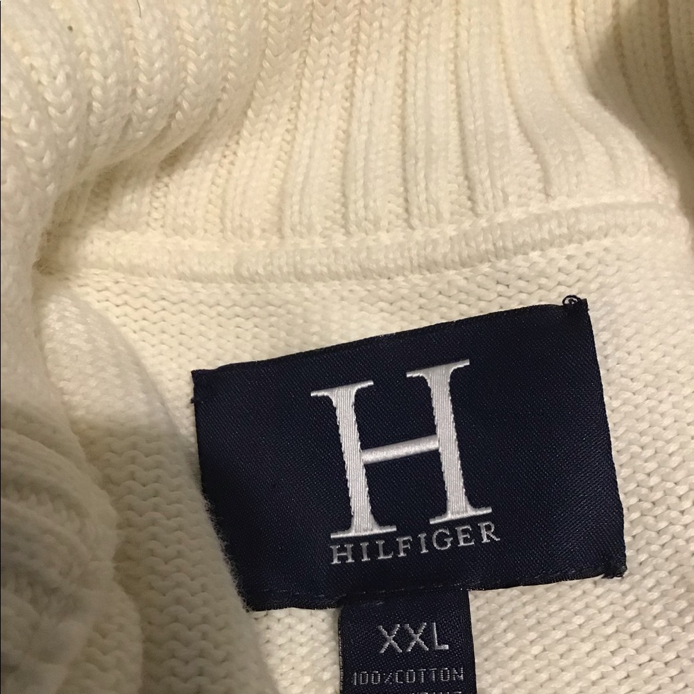 Hilfiger quarter zip cream xxl men’s sweater - Picture 5 of 6